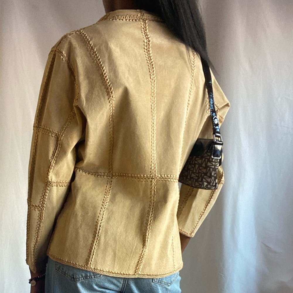 Beige leather patchwork jacket - Picture 9 of 13